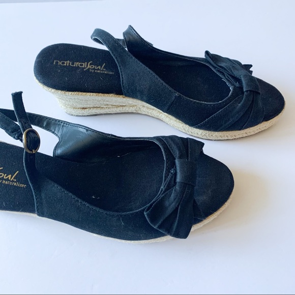 NATURALIZER Black Bow Wedge Sandal - Picture 4 of 6